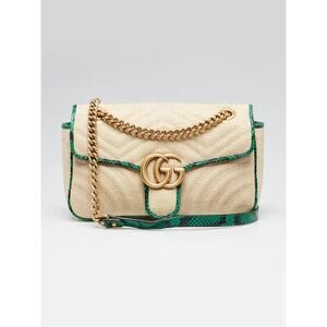 Gucci Natural Raffia And Green #235322G12B